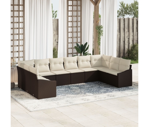 Set de Sofá de Jardín  Set de 10 Beige Ratan Banco de Jardín