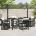 Set de Comedor de Jardín de 5 Piezas con Cojines Negro Poliratán