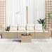Conjunto de Sofá de Jardín  de 5 Piezas con Cojines Beige Ratán Sintético Acacia