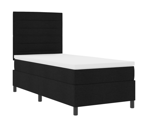 Cama con Box Spring con Colchón Negra 90x200 cm Tela