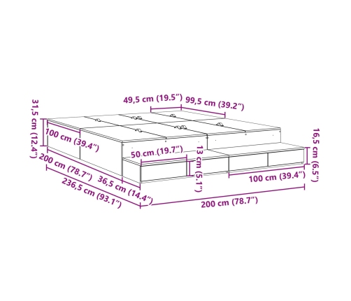 Estructura de cama de almacenamiento  Blanca Madera de calidad
