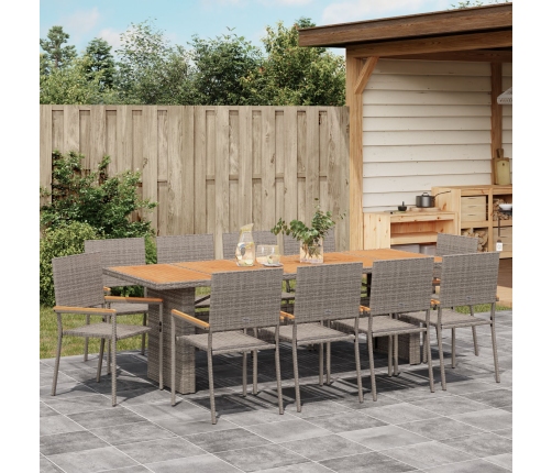 Conjunto de Comedor de Jardín de 11 Piezas  Gris de Poliratán