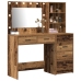 Conjunto de Mesa de Tocador  de 2 Piezas con LED y Madera Vieja Ingenierizada