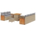 Juego de Sofás de Jardín de 10 Piezas con Cojines Beige Ratan Poly Acacia,  Sofá de Jardín de 2 Plazas con Cojines Beige Ratan Poly,  Juego de Comedor de Jardín de 3 Piezas con Cojines Beige Ratan Poly Acacia