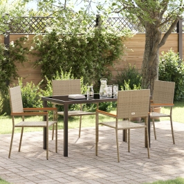 Conjunto de Comedor de Jardín de 5 Piezas de Poliratán Beige
