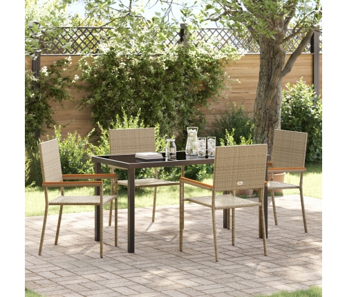 Conjunto de Comedor de Jardín de 5 Piezas de Poliratán Beige