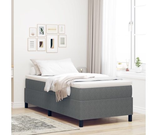 Cama Box Spring de  con Colchón Gris 90x200 cm Tela de Microgamuza
