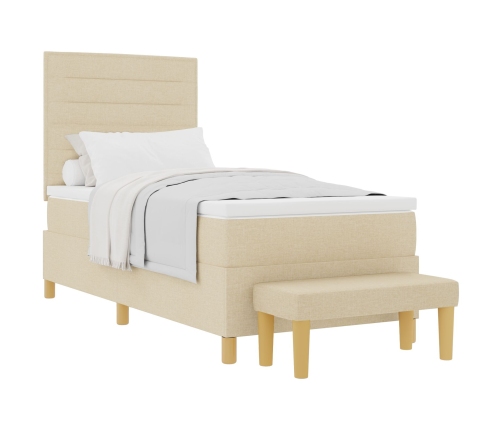 Cama con Somier  con Colchón y Banco Crema 90x200 cm Tela