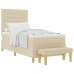 Cama con Somier  con Colchón y Banco Crema 90x200 cm Tela