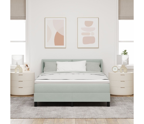 Cama con base de resortes y colchón gris claro 140x190 cm terciopelo