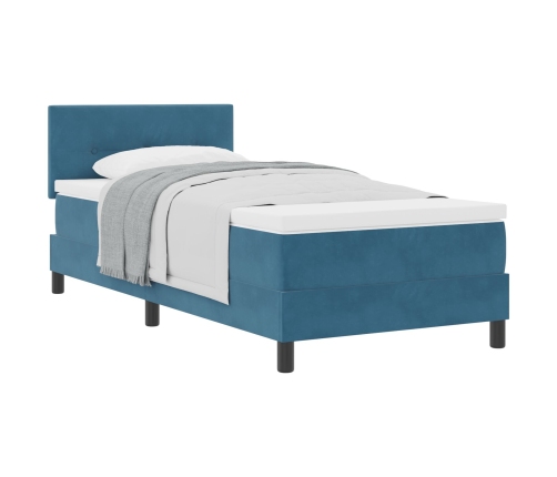 Cama con Somier  con Colchón Azul Oscuro 100x200 cm Terciopelo
