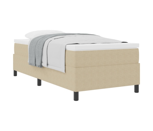 Cama con Box Spring  con Colchón Verde Claro Gris 90x200 cm Tela de Corduroy