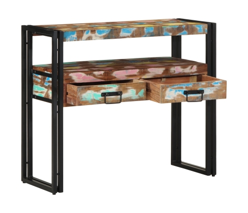 Mesas Auxiliares  Multicolor 90x33x75 cm de Madera Sólida Recuperada y Metal