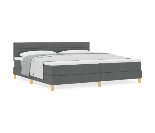 Cama Box Spring  con Colchón Gris Oscuro 200x200 cm Tela