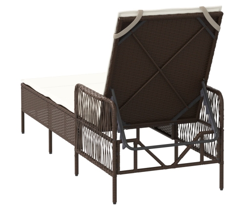 Tumbona Marrón y crema Ratán PE 157 x 55 x 92 cm Plegable