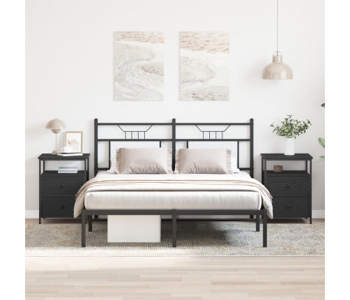 Mesitas de Noche  2 pcs Negro Roble 44x45x60 cm Madera Elaborada