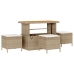 Conjunto de Comedor de Jardín de 4 Piezas con Cojines Beige de Ratán y Acacia