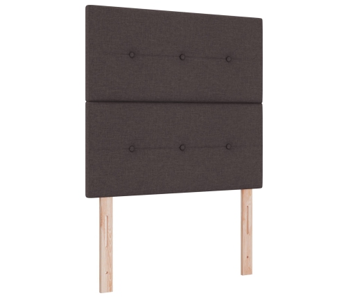 Cama con Somier y Colchón Marrón Oscuro 90x200 cm de Tela