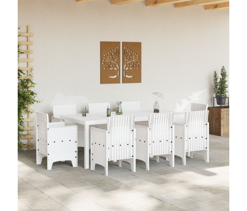 Conjunto de Comedor Jardín de 9 Piezas con Cojines, Ratán Blanco
