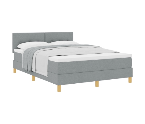 Cama con Box Spring  con Colchón Gris Claro 140x190 cm Tela