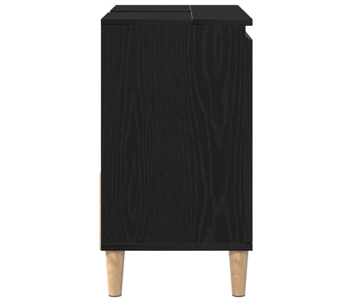 Gabinete de fregadero Madera de roble negra 65x33x60 cm Madera elaborada