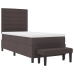 Cama con Estructura de Caja  con Colchón y Banco Marrón Oscuro 100x200 cm Tela