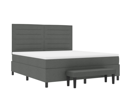 Cama con Box Spring y Colchón Banco Gris Oscuro 180x200 cm Tela