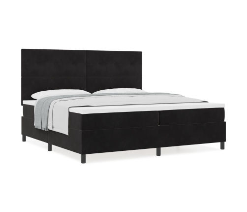 Cama Box Spring  con colchón Negro 200x200 cm Terciopelo