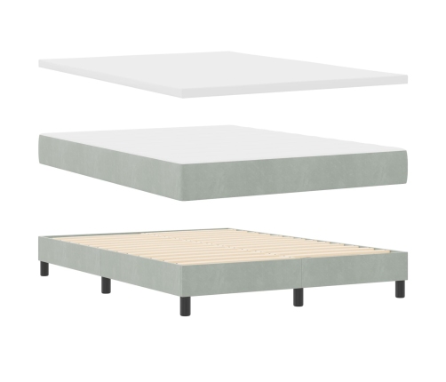 Cama con Box Spring y Colchón  Gris Claro 160x200 cm Terciopelo