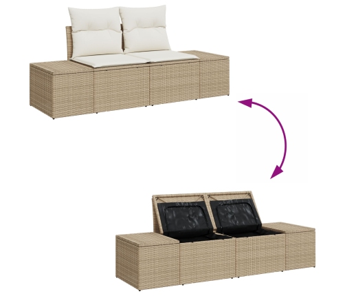 Juego de Sofá de Jardín de 8 Piezas con Cojines Beige Poliratán Acacia