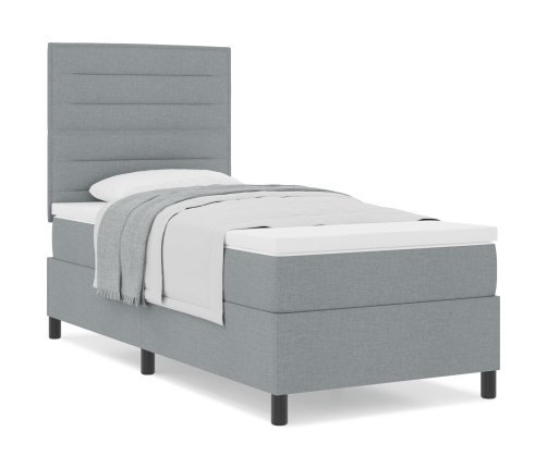 Cama con Somier y Colchón Gris Claro 90x200 cm Tela
