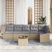 Conjunto de Sofá de Jardín de 7 Piezas con Cojines Beige Poliratán Acacia