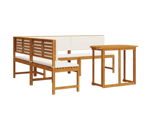 Juego de Comedor para Jardín de 4 Piezas con Cojines de Madera de Acacia