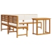 Juego de Comedor para Jardín de 4 Piezas con Cojines de Madera de Acacia