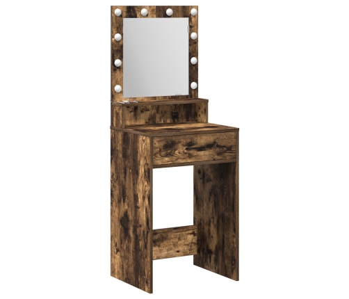 Mesa de tocador  con luces LED en roble ahumado 50x41x135 cm