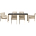Set de Comedor de Jardín de 7 Piezas con Cojines Beige de Poliratán