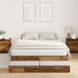 Cama con Almacenamiento Madera Antigua 160x200 cm
