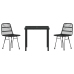 Conjunto de Comedor de Jardín de 3 Piezas  Ratán Poli Negro