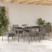 Juego de comedor de jardín de 7 piezas con cojines gris poliratán