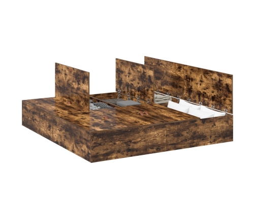 Estructura de cama  Roble ahumado Madera Doble Con almacenamiento