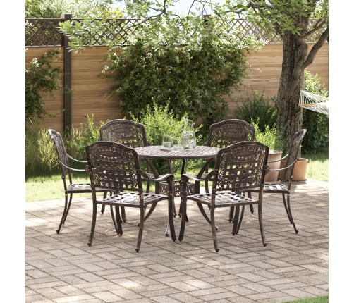 Juego de comedor de jardín de 7 piezas de  en aluminio fundido bronce