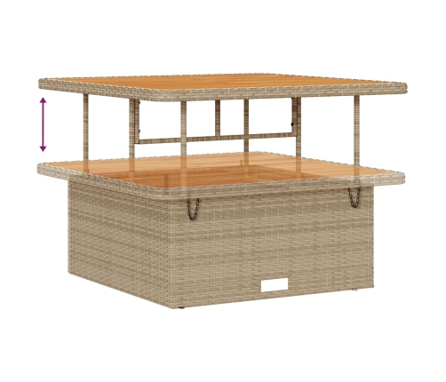 Conjunto de Comedor de Jardín de 3 Piezas con Cojines Beige de Ratán Polímero y Acacia