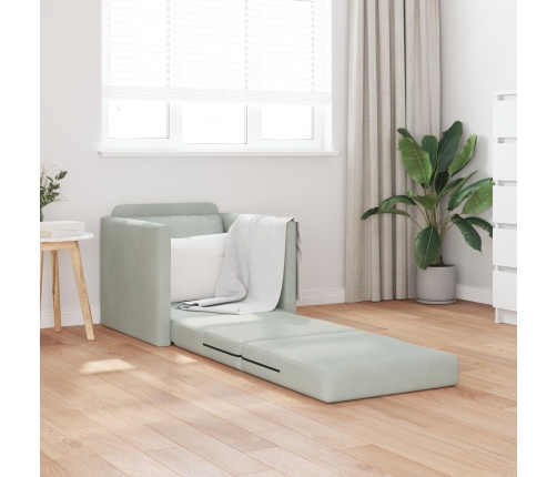 Sofá de suelo convertible  de terciopelo 74x77x81 cm Gris Claro