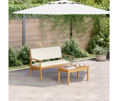 Set de sofá de jardín de 4 piezas con cojines de madera maciza de acacia