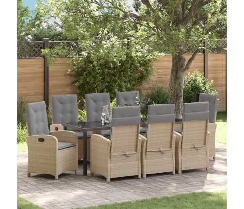 Conjunto de Comedor de Jardín de 9 Piezas con Cojines Beige