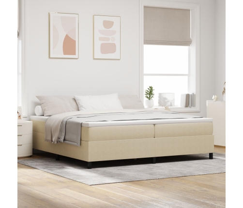 Cama Box Spring  Verde Claro Gris 200x200 cm Tela de Pana