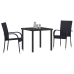 Juego de Comedor de Jardín de 3 Piezas Negro Poliratán