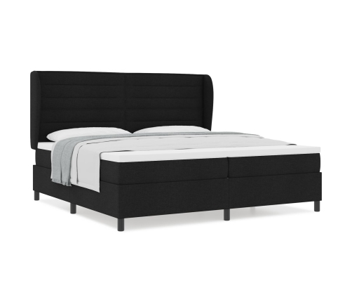 Cama Box Spring con Colchón  Negro 200x200 cm Tela