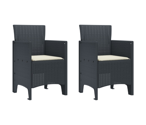 Silla de jardín  Set de 2 Antracita, Crema Poliratán Estándar