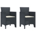 Silla de jardín  Set de 2 Antracita, Crema Poliratán Estándar